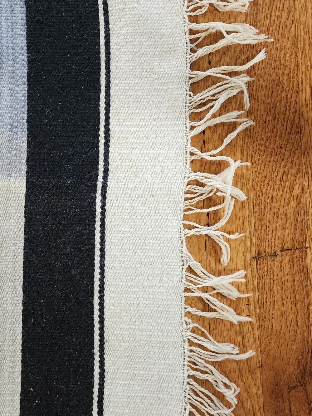 Woven Geometric Black & White Accent Throw Rug with Multicolor Accents 59